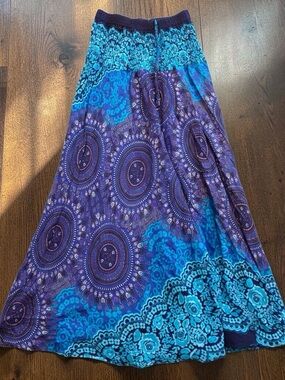 Sonoma Teal and Purple Printed Maxi Skirt